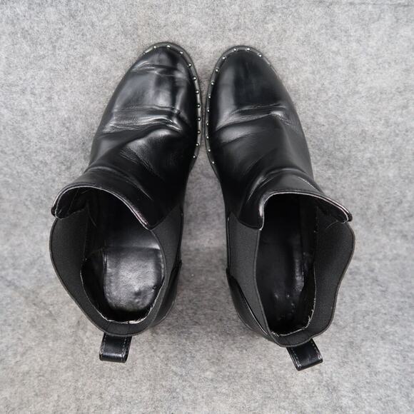 Ankle Boots Womens 8 Shoes Casual Chelsea Pull On Black Bootie Block Heel Studs - Picture 9 of 15